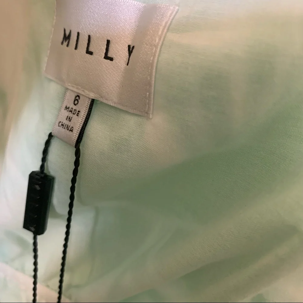 Milly Britney Kelly Green Stencil Floral Dress Size 6 - Picture 8 of 15